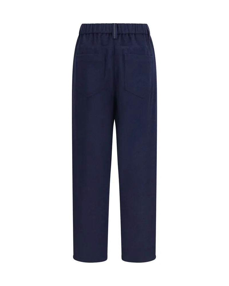 Brunello Cucinelli Women's Blue Wool Oves Aries Pants Blue