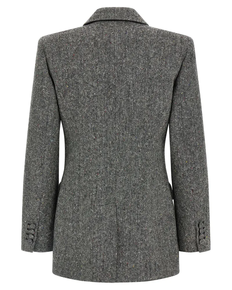 Valentino Garavani Double-Breasted Wool Blazer — Grey Grey