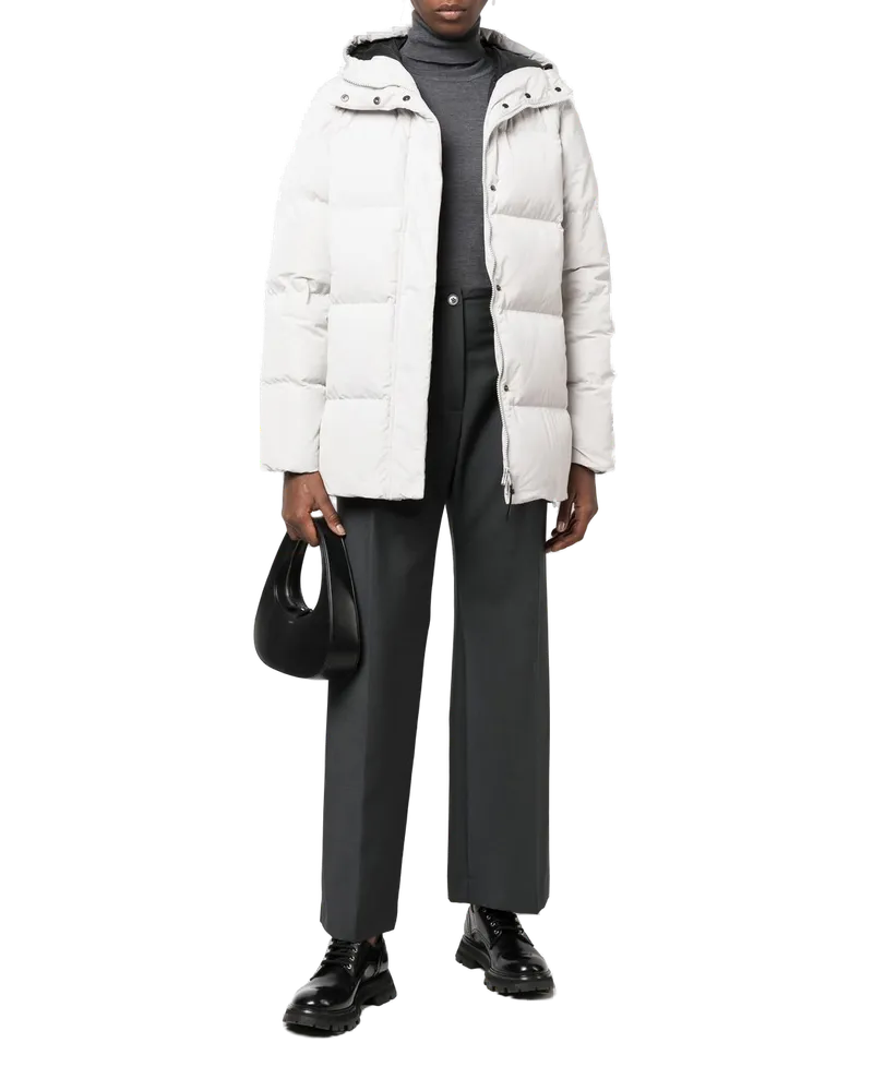 ASPESI Women's Quilted-Finish Hooded Coat Aw22 W White