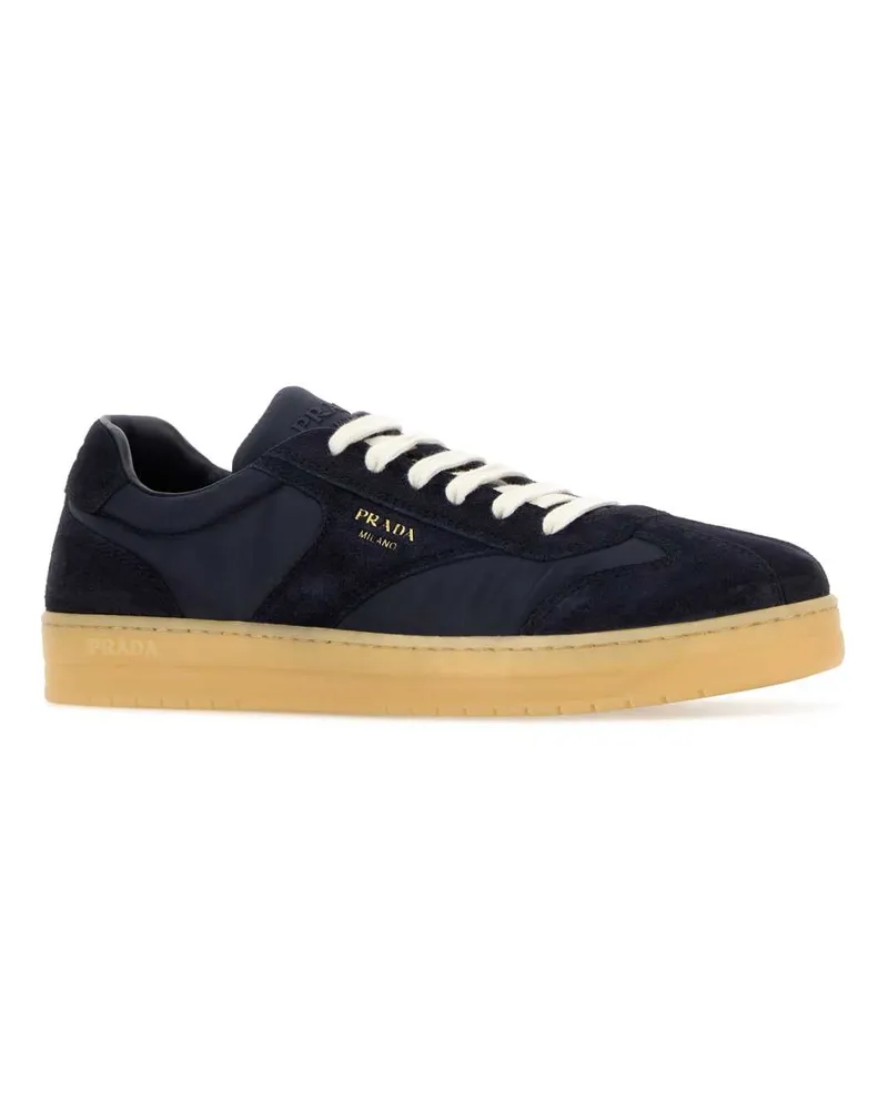 Prada Men's Midnight Blue Suede E Re-Nylon Sneakers Blu Navy