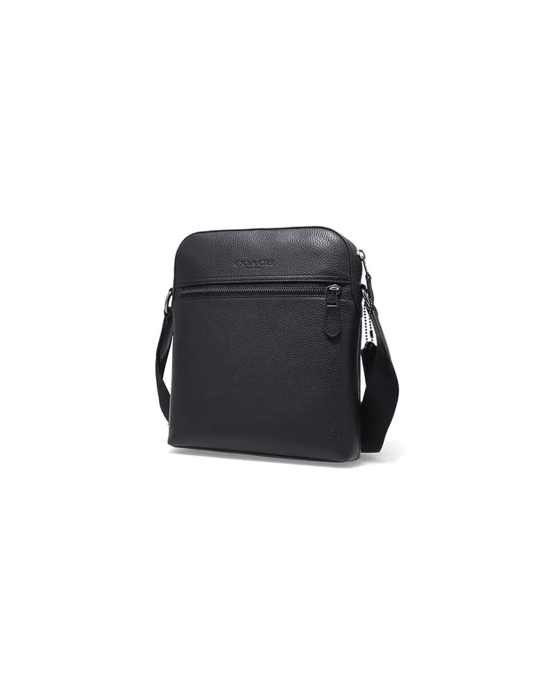 Coach Men's Crossbody Bag Gunmetal-Black Pebble Leather Crossbody-bags Gray