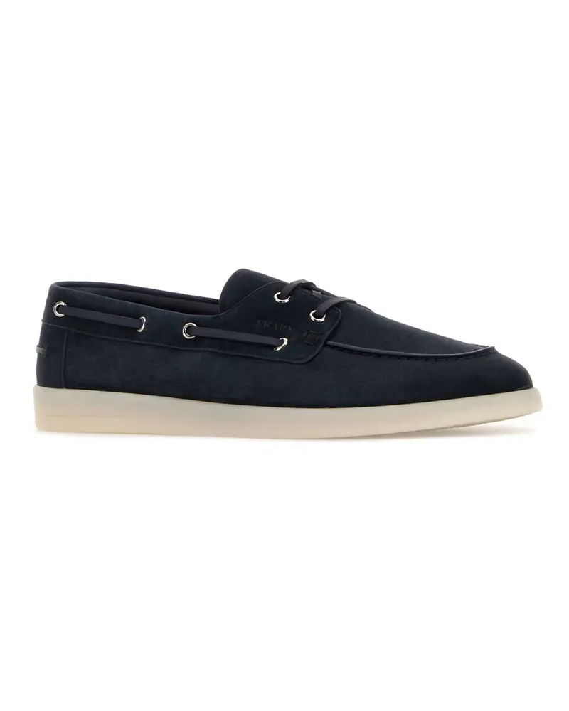 Prada Men's Navy Blue Suede Loafers Blu Mocassini Navy