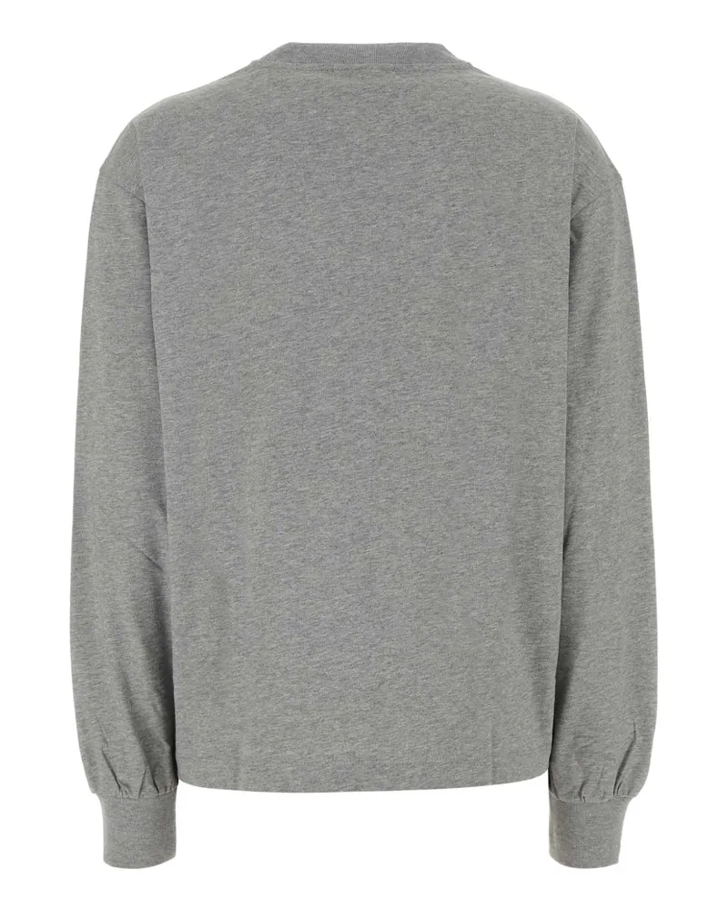 Ganni Women's Basic Cotton Jersey Longsleeve Teddy Forest Paloma Maglie Sweater Gray