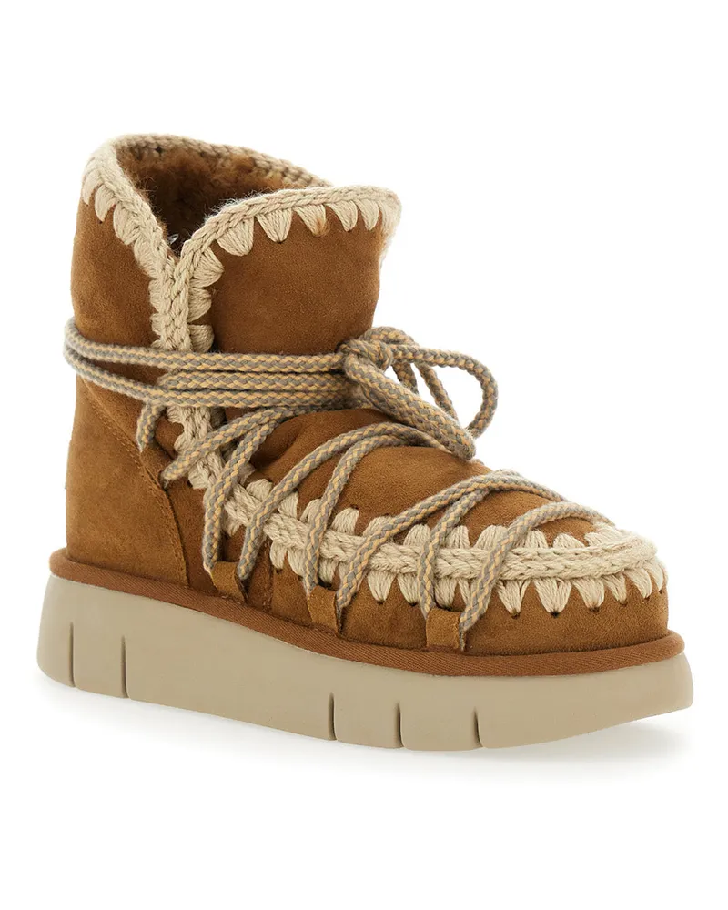 Mou Women's Beige Ankle Boots With Lace Closure Sheep Leather Beige