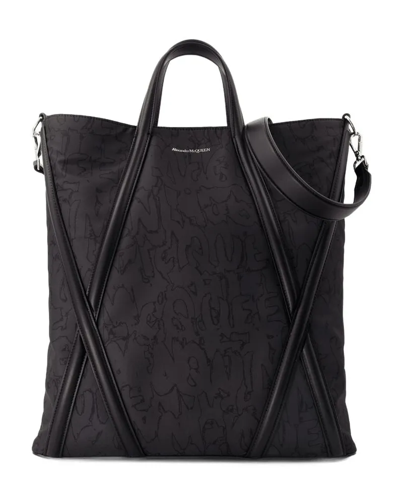 Alexander McQueen Men's Harness Shopper Bag -  Nylon Black Totes-Shopping-Bags Black