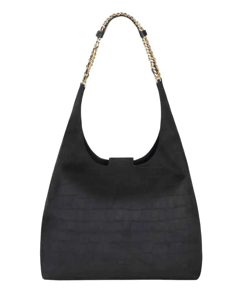 Elisabetta Franchi Women's Hobo Bag Suede Black Main: Polyester Shoulder Black