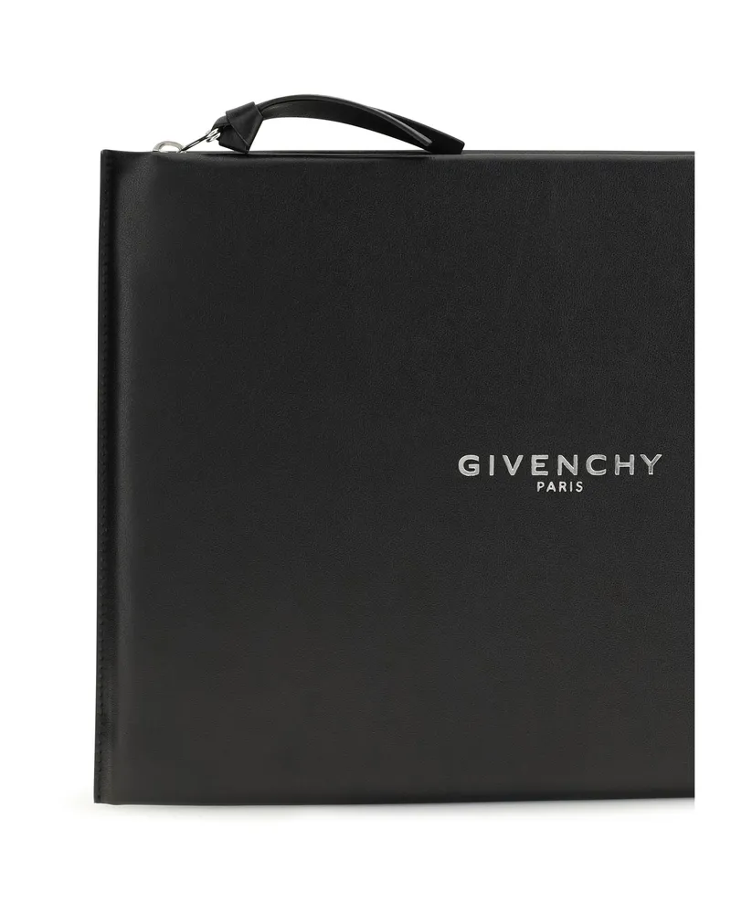 Givenchy Men's Clutch Bag Antigona Black Calfskin Leather Wash Black
