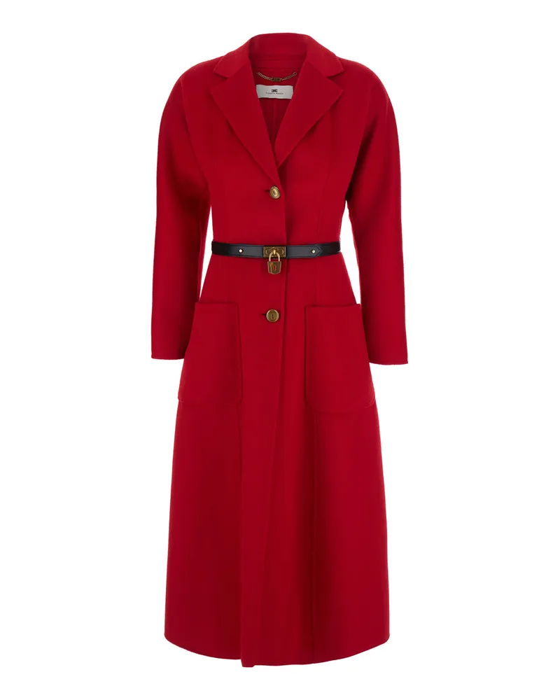 Elisabetta Franchi Single-Breasted Coat — Red Red