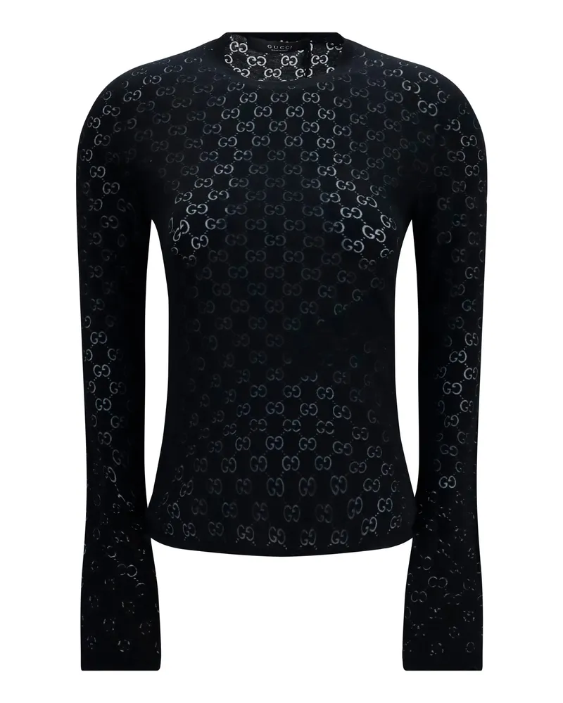 Gucci Women's T-Shirt Gg Dévoré Black Cotton T-Shirts & Jerseys Black