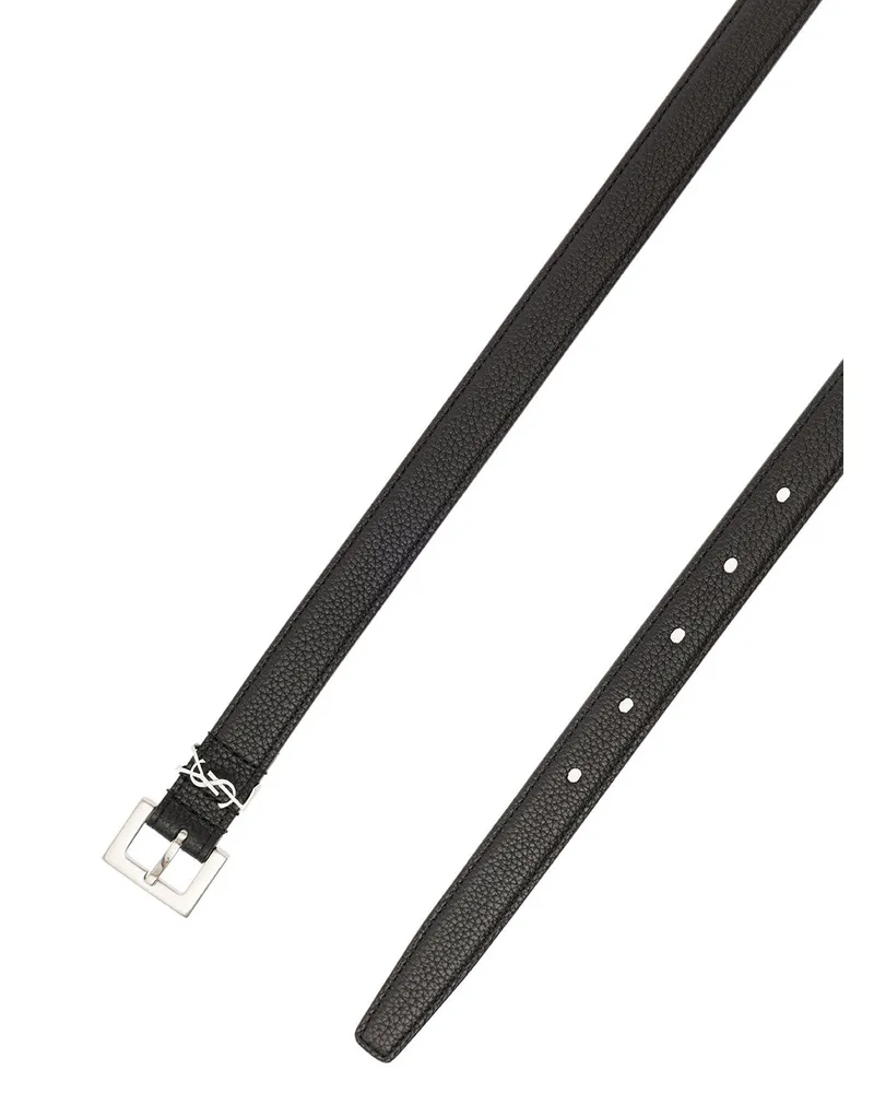 Saint Laurent Men's Belt Cassandra Black Calf Leather Black