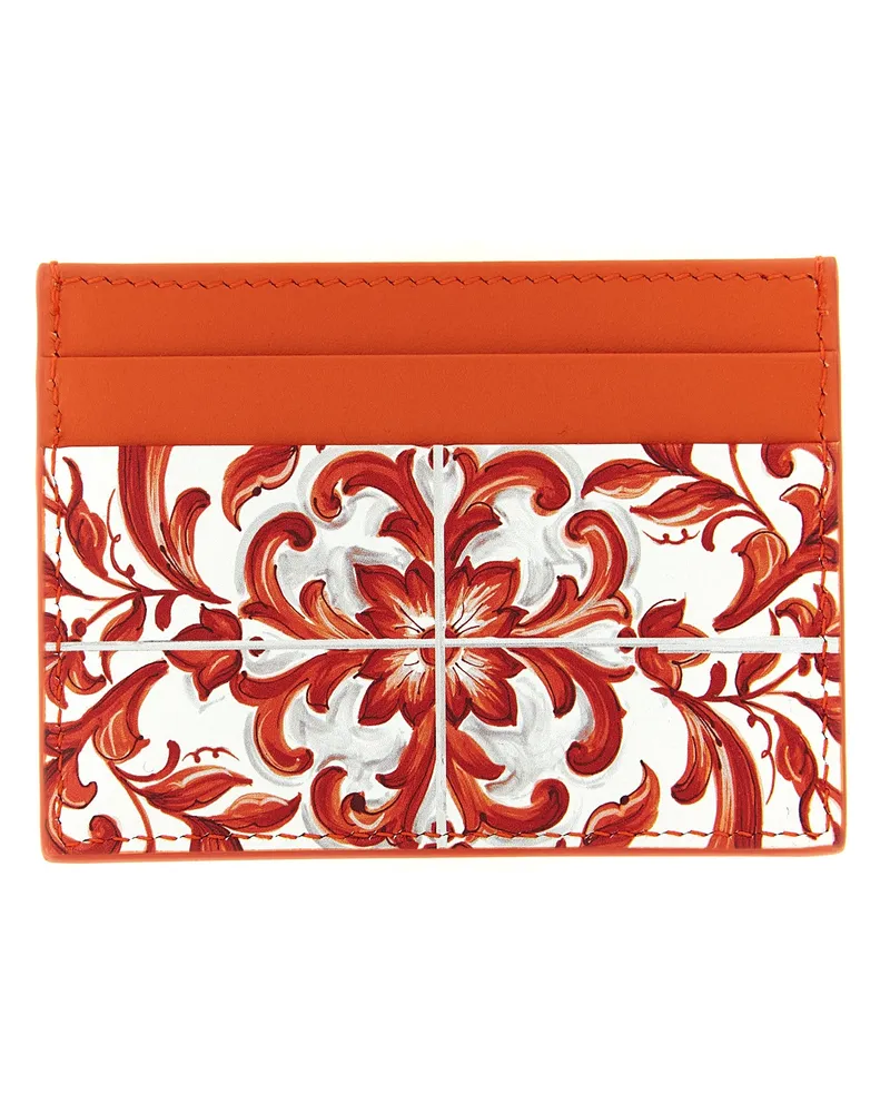 Dolce & Gabbana Women's Orange Calfskin Cardholder Accessory Orange