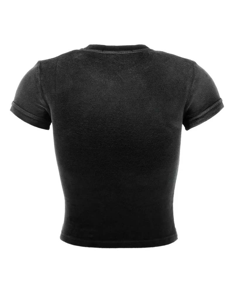 Alexander Wang Women's Black Stretch Terry Fabric T-Shirt Washednickel T-shirts And Polos Black
