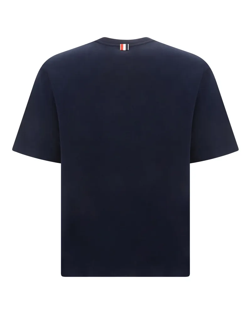 Thom Browne Ribbed Crew-Neck Cotton T-Shirt — Navy Navy