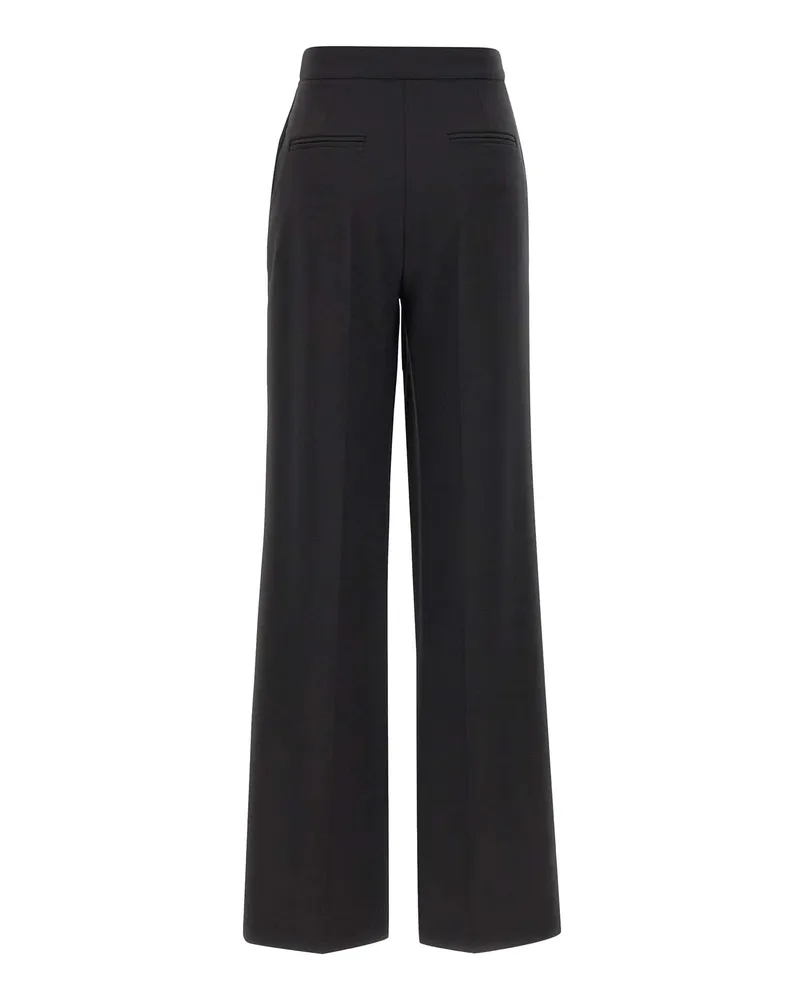 Elisabetta Franchi Wide-Leg Crepe Trousers — Black Black