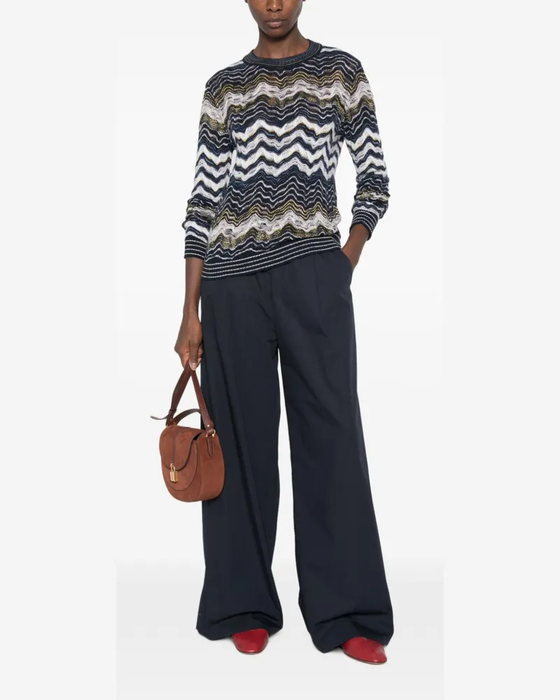 Missoni Zigzag-Knit Sweater — Navy Navy
