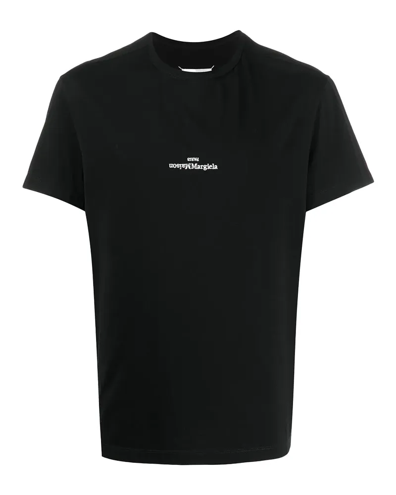 Maison Margiela Embroidered Distorted-Logo T-Shirt — Black Black