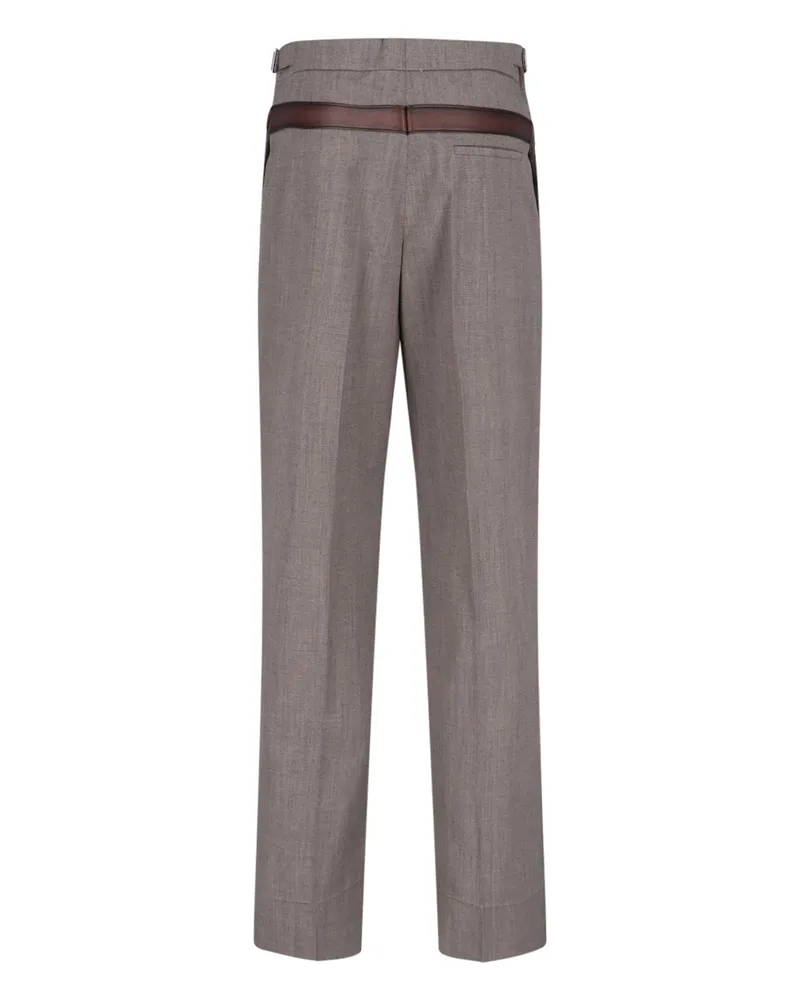 Prada Women's Trousers Brown Polyester Virgin Wool Gray