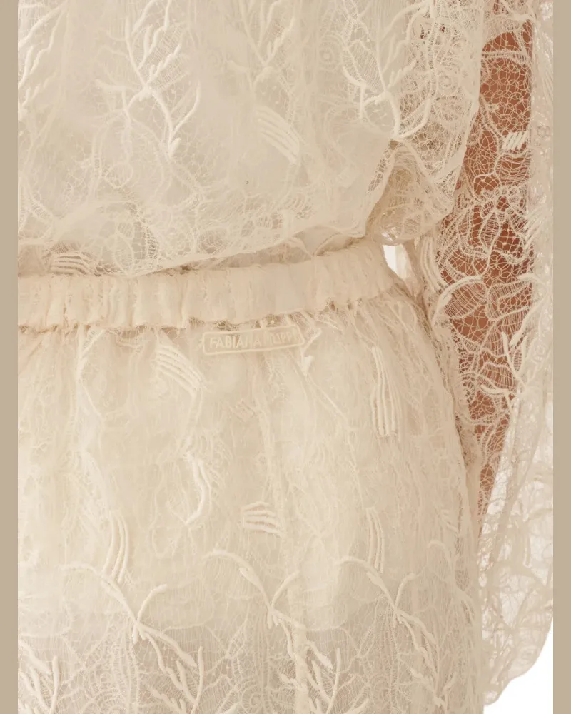 Fabiana Filippi Women's Floral Lace Skirt Ss26 W Beige