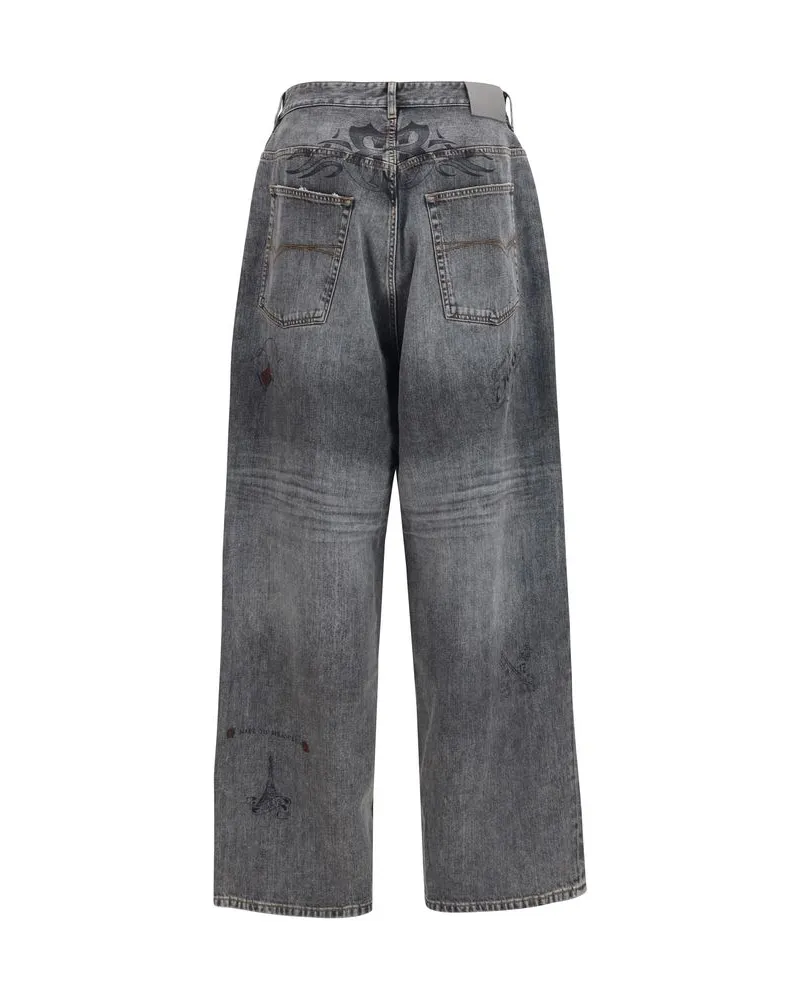 Balenciaga Men Gray Cotton Relaxed Fit Jeans Clothing Gray