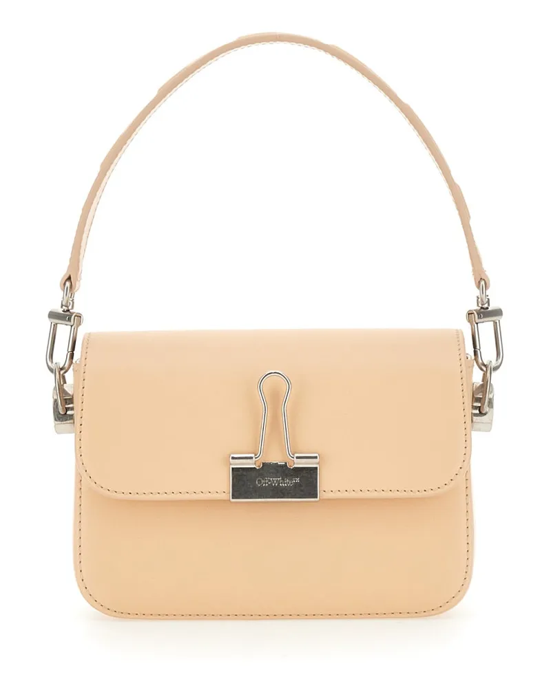 OFF-WHITE Women's Small Leather Binder Bag Beige Shoulder Beige