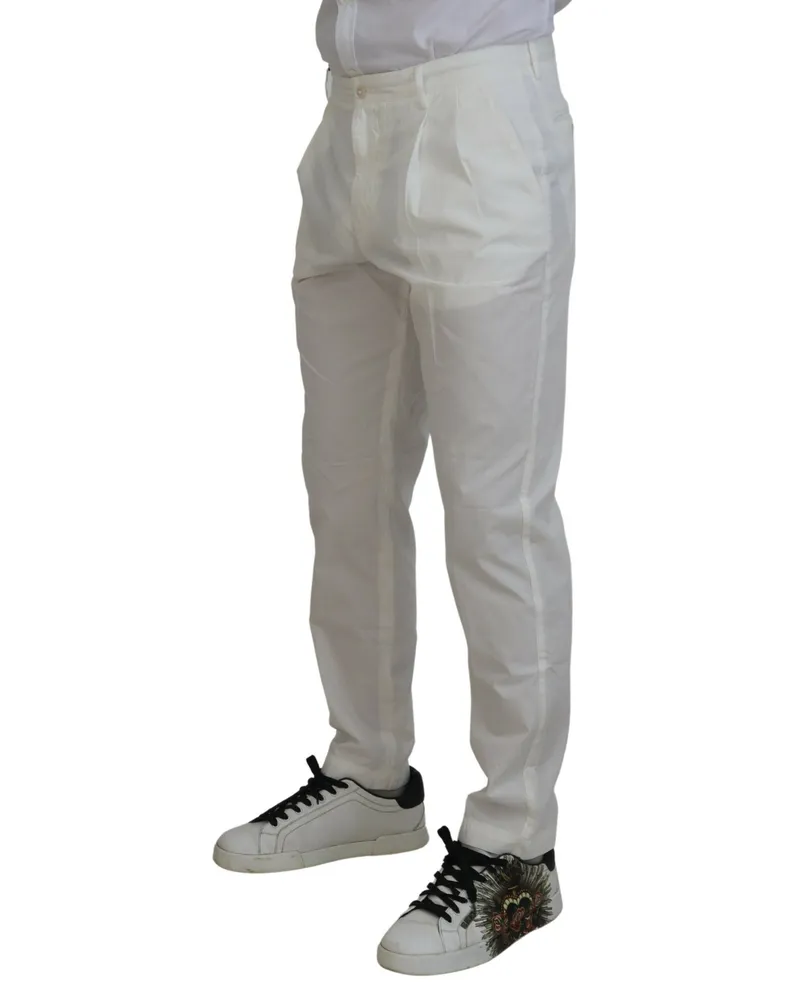 Dolce & Gabbana Men's White Cotton Skinny Chino Pants White