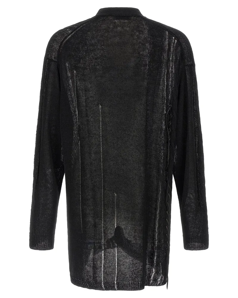 Yohji Yamamoto Men's Black Linen Cardigan Clothing Black
