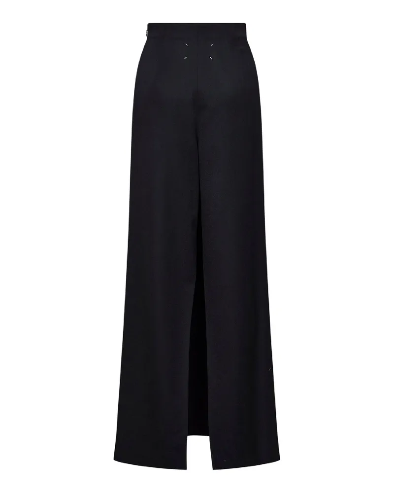 Maison Margiela Women's Skirt Straight Maxi Black Virgin Wool Black
