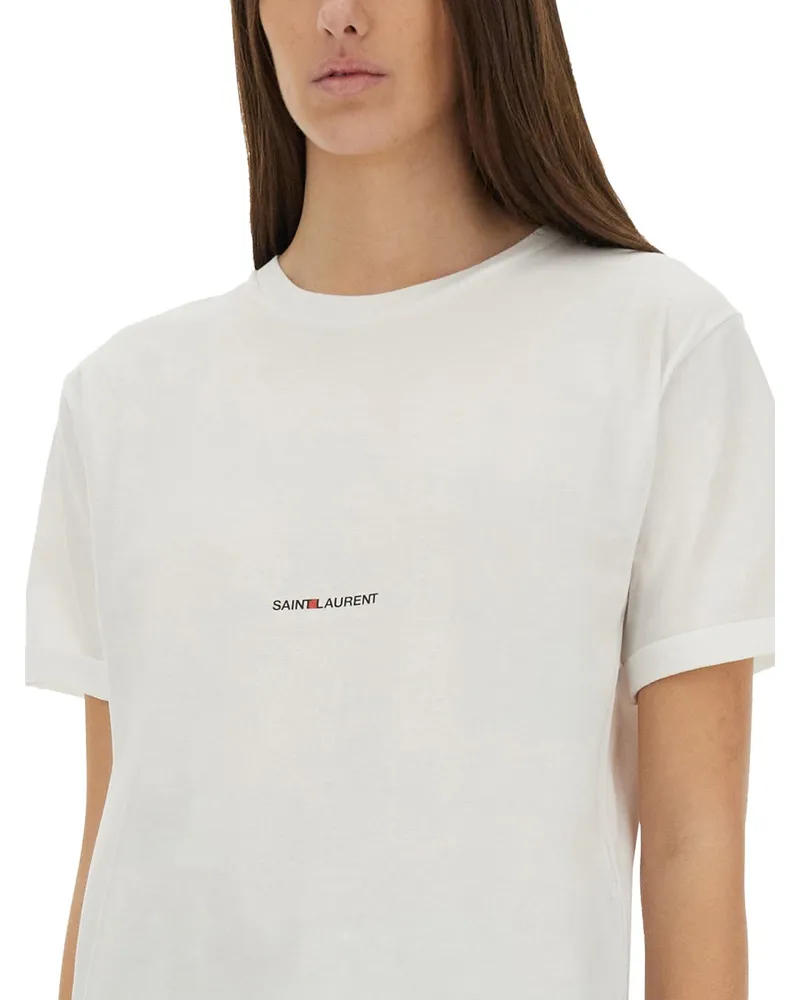 Saint Laurent Boyfriend Cotton T-Shirt — White White