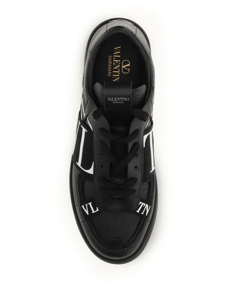 Valentino Garavani Men's Low-Top Vltn Leather Sneakers Black-White Calf Trainers Black/white Black