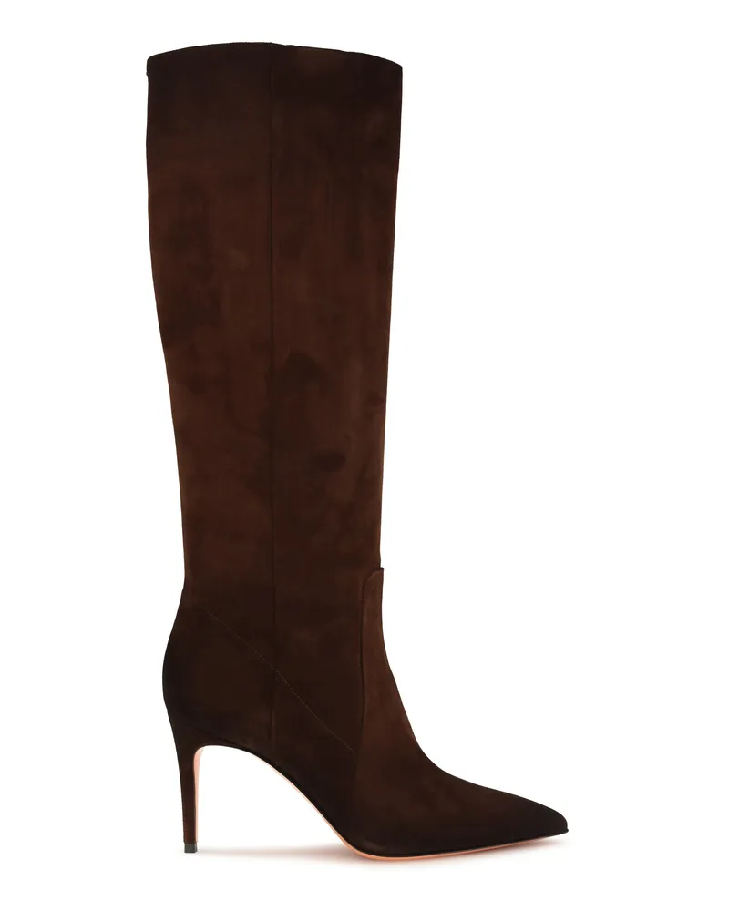 Santoni Women's Boots Pointed High Brown Calf Leather Brown