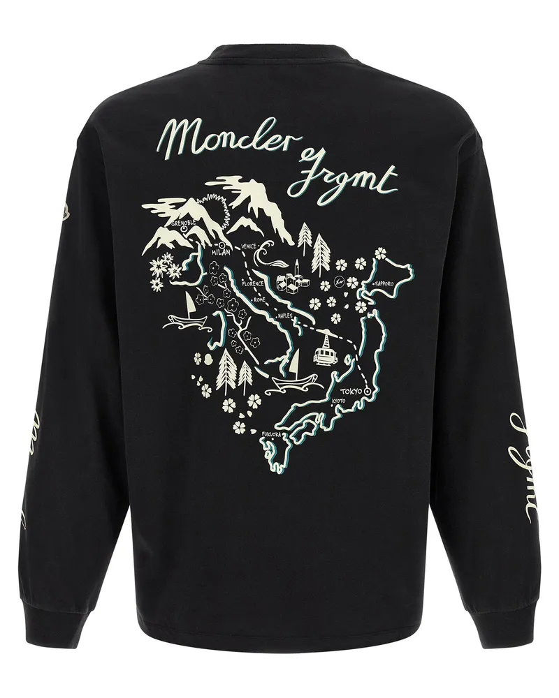 Moncler Graphic-Print Brushed Cotton Sweatshirt — Black Black