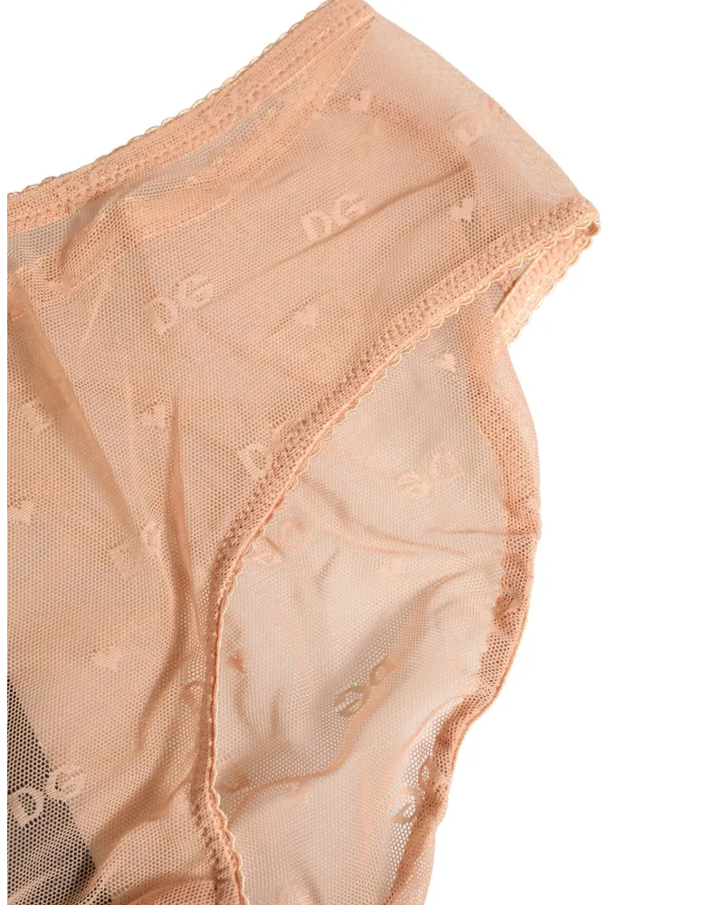 Dolce & Gabbana Women Beige Lace Cheekini Lingerie Panty Brief Underwear Elastane Nylon Clothing Beige