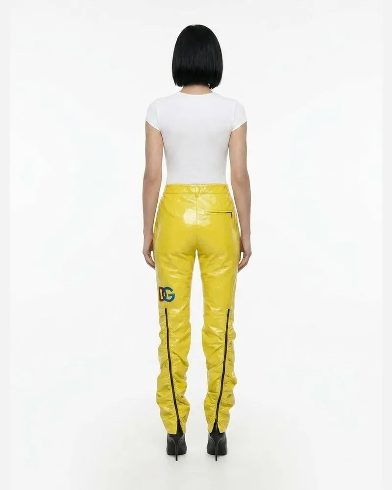 Dolce & Gabbana Women Yellow Polyester Casual Pants Yellow