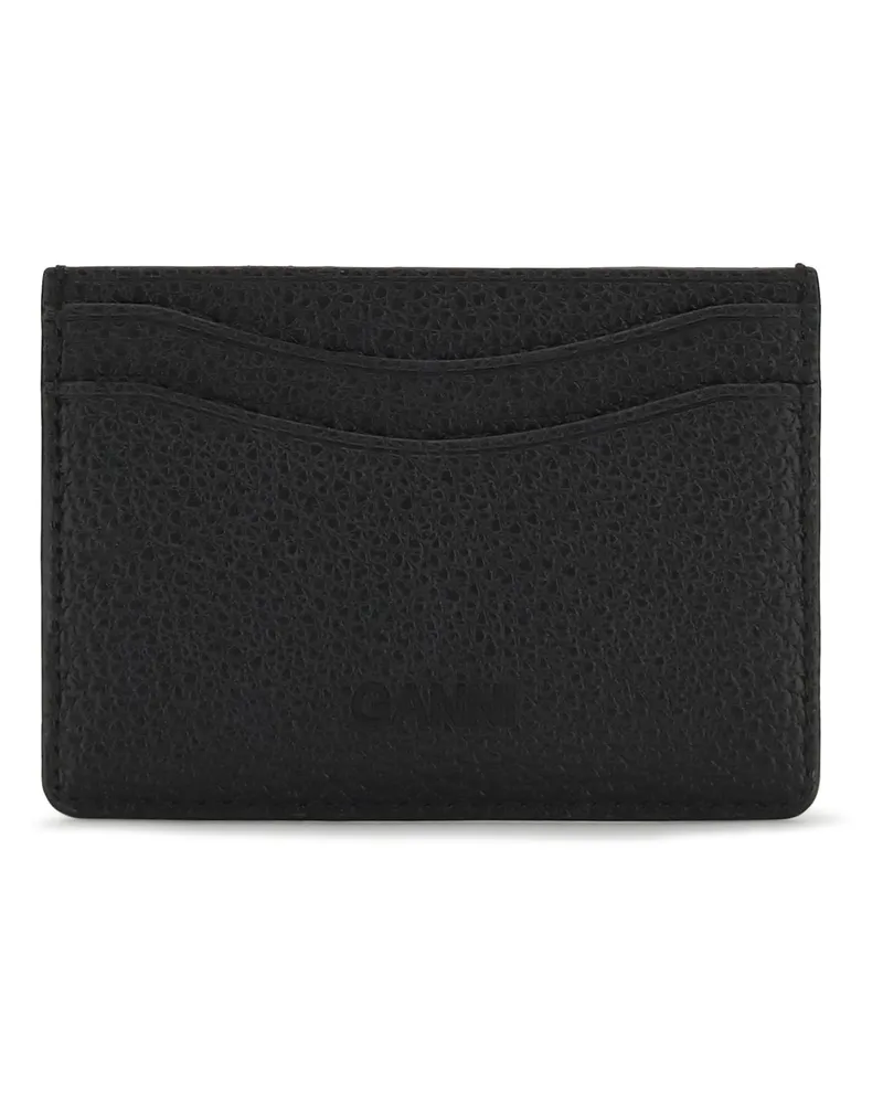 Ganni Women's Grained Leather Card Holder Black Wallet Black