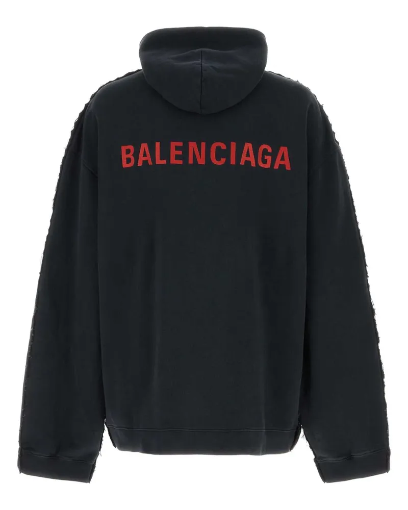 Balenciaga Men's Oversized Denim Jacket Black Exterior Cotton Black