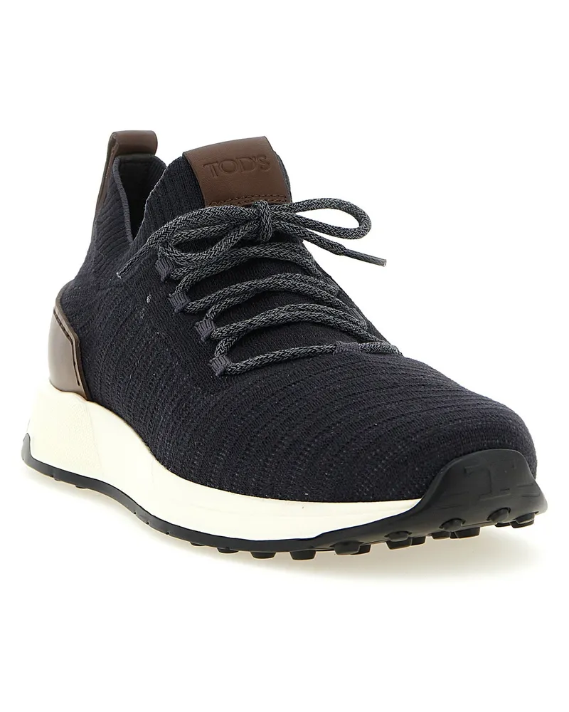 TOD'S Technical Knit with Calf Leather Sneaker — Black Black