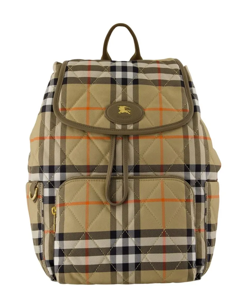 Burberry Women's Horseshoe S21 Backpack -  Nylon Beige Synthetic Bags Backpacks Beige