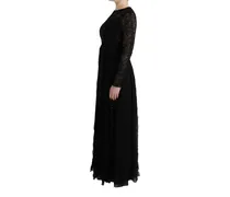 Women's Black Floral Lace Sheath Silk Dress