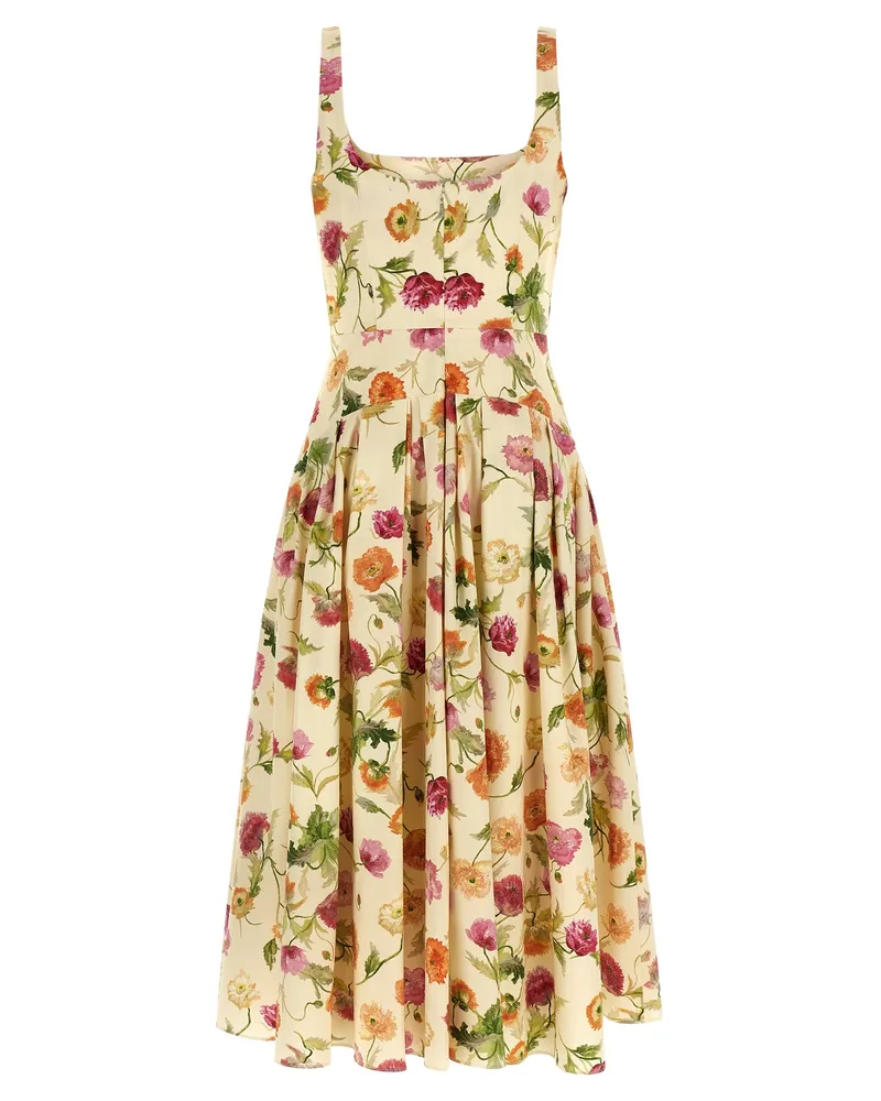 Carolina Herrera New York Women's Beige Cotton Midi Dress Beige