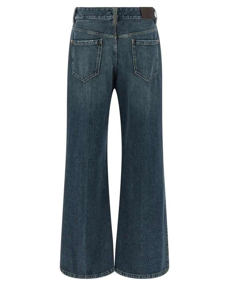Brunello Cucinelli Women's Blue Cotton Flared Jeans Clothing Blue