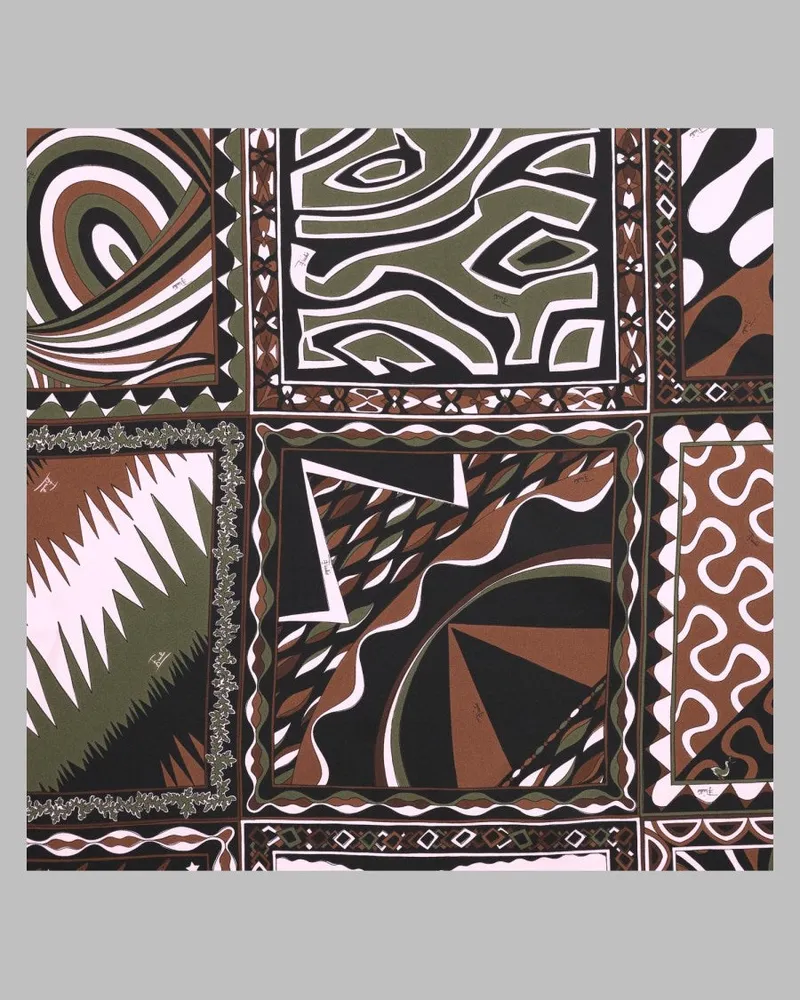 Emilio Pucci Mixed-Print Silk Scarf — Multicolor Multicolor
