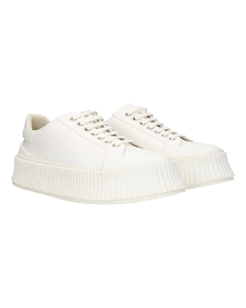 Jil Sander Men's White Fabric Platform Sneakers White