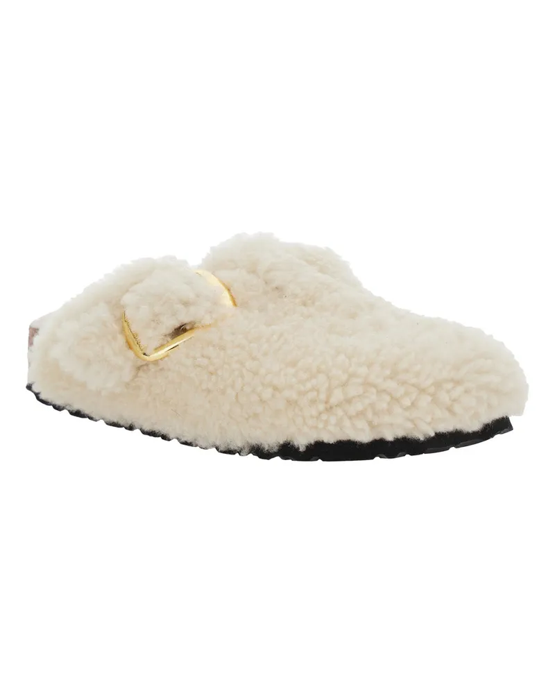 Birkenstock Women's White Slip-On Mules With Buckle Fabric White