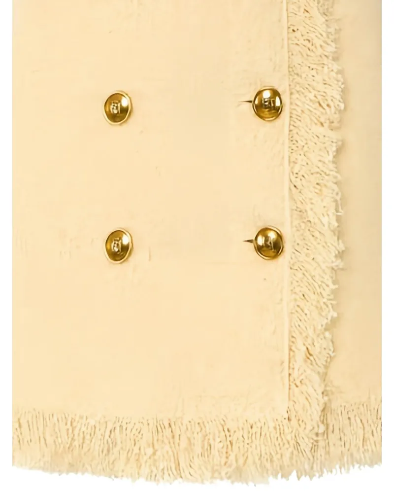 Elisabetta Franchi Bouclé Knit with Fringe Trim Skirt — Cream Cream