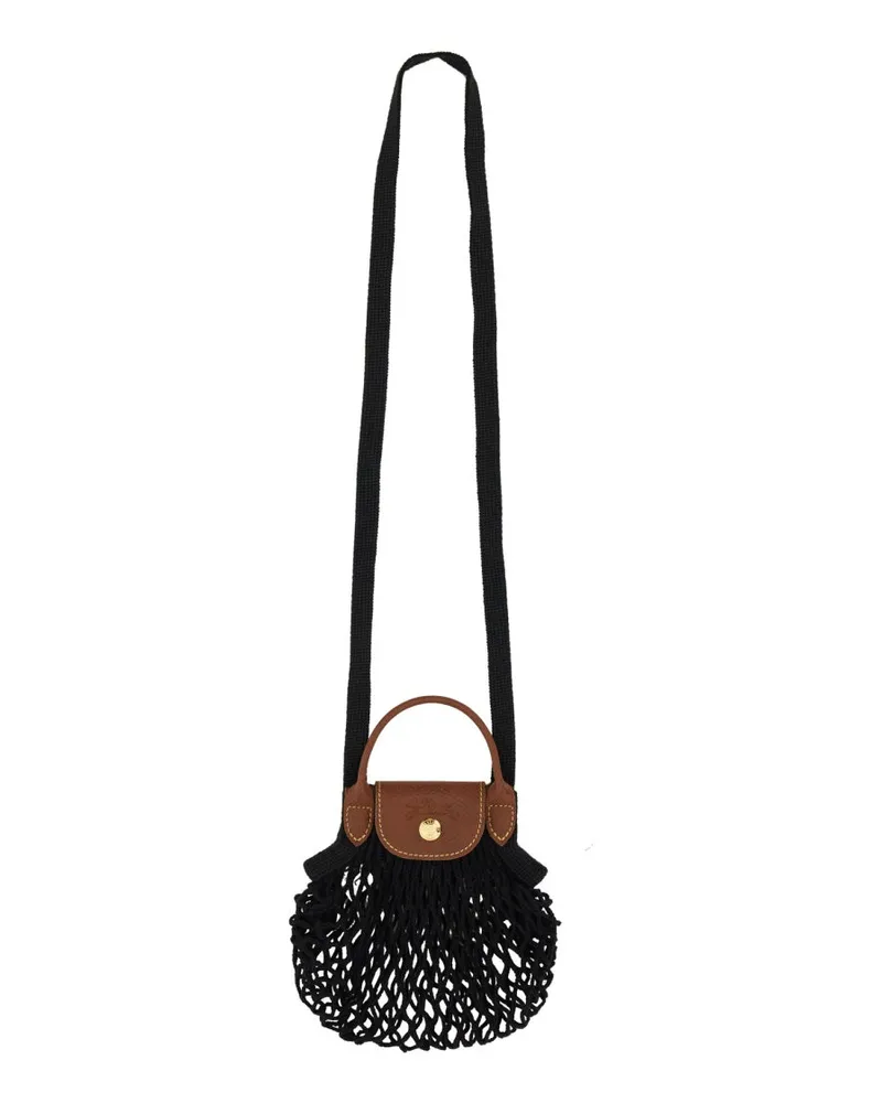 Longchamp Women's Le Pliage Filet Mini Bag Black Cotton Handbags Hand Black