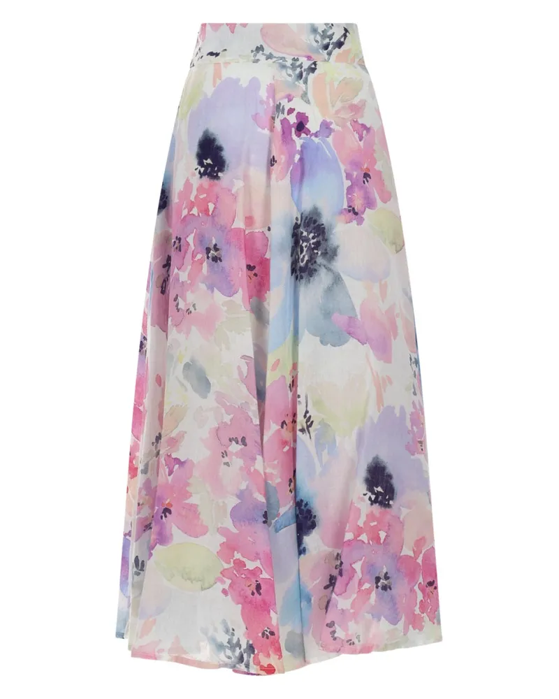 120% Lino Linen Long Skirt — Multicolor Multicolor