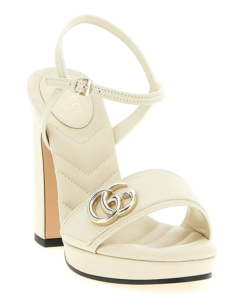 Gucci Doppia G Metal Detail Sandal Heel — White White