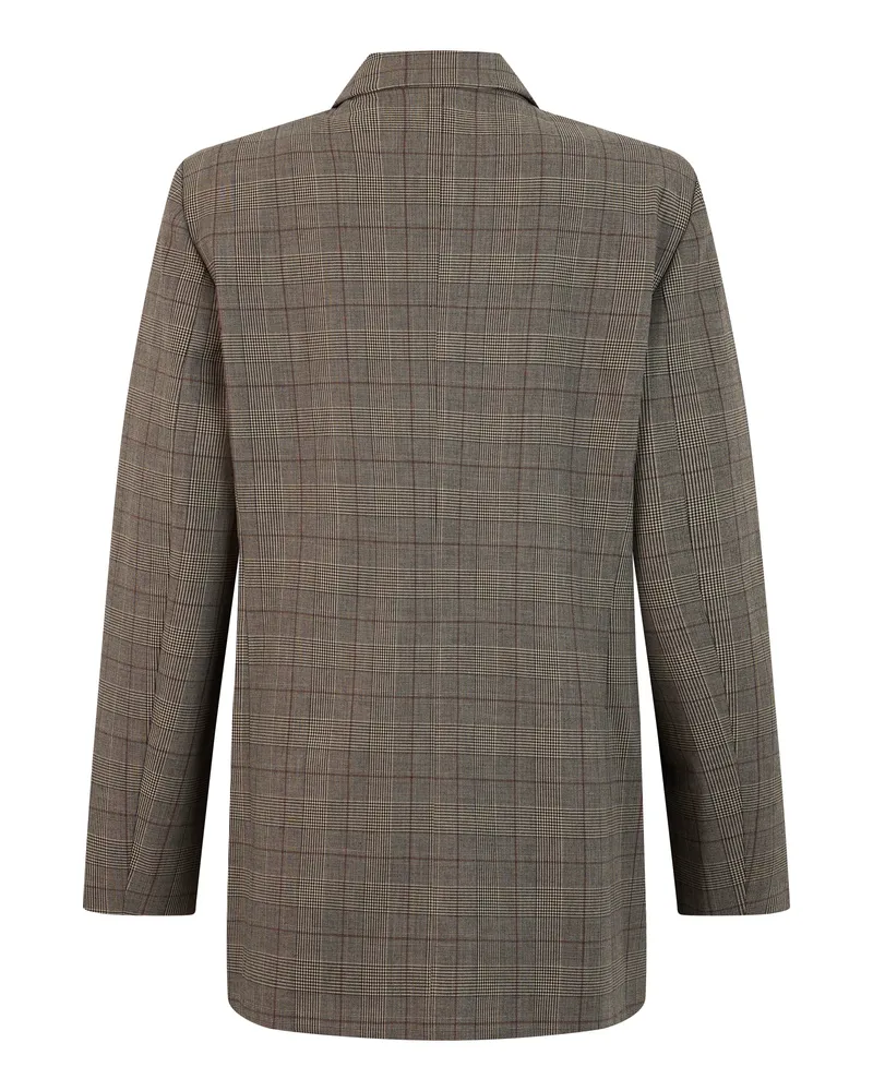 Pinko Double-Breasted Patterned Jacquard Blazer — Beige Beige