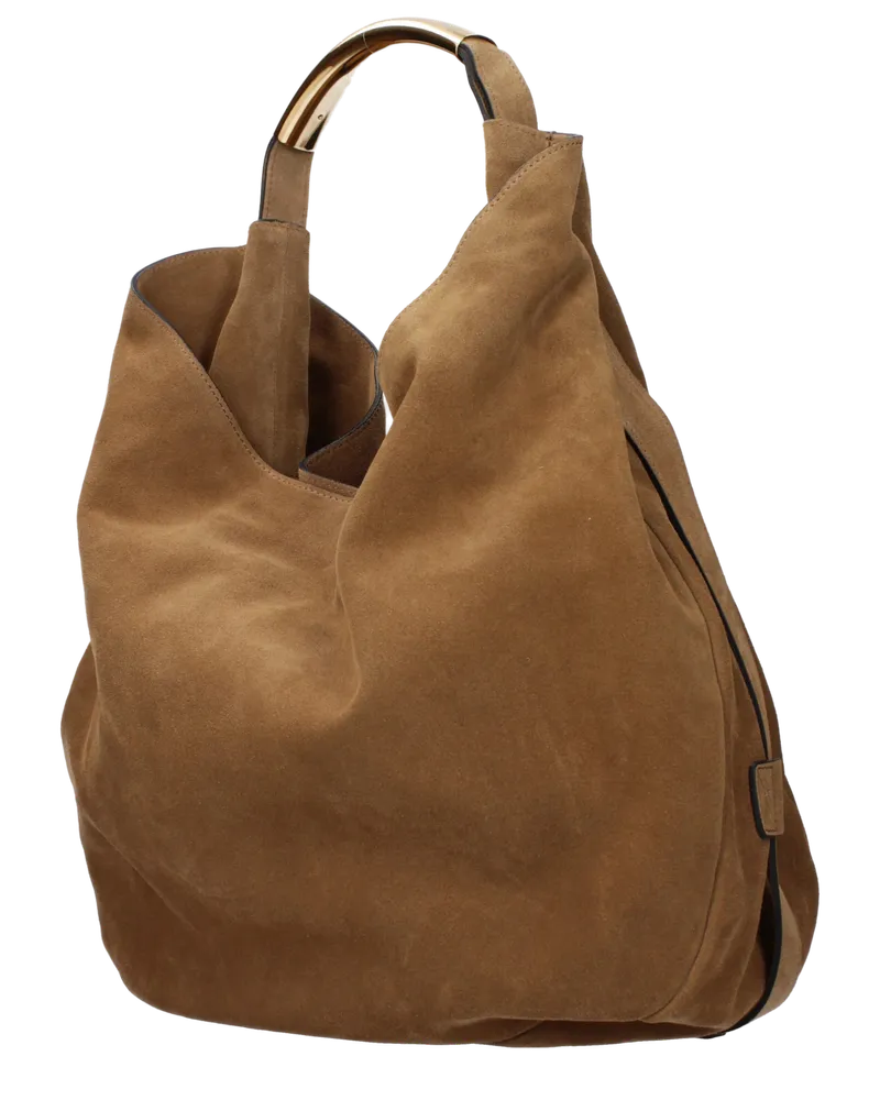 Moschino Suede Shoulder Bag — Brown Brown