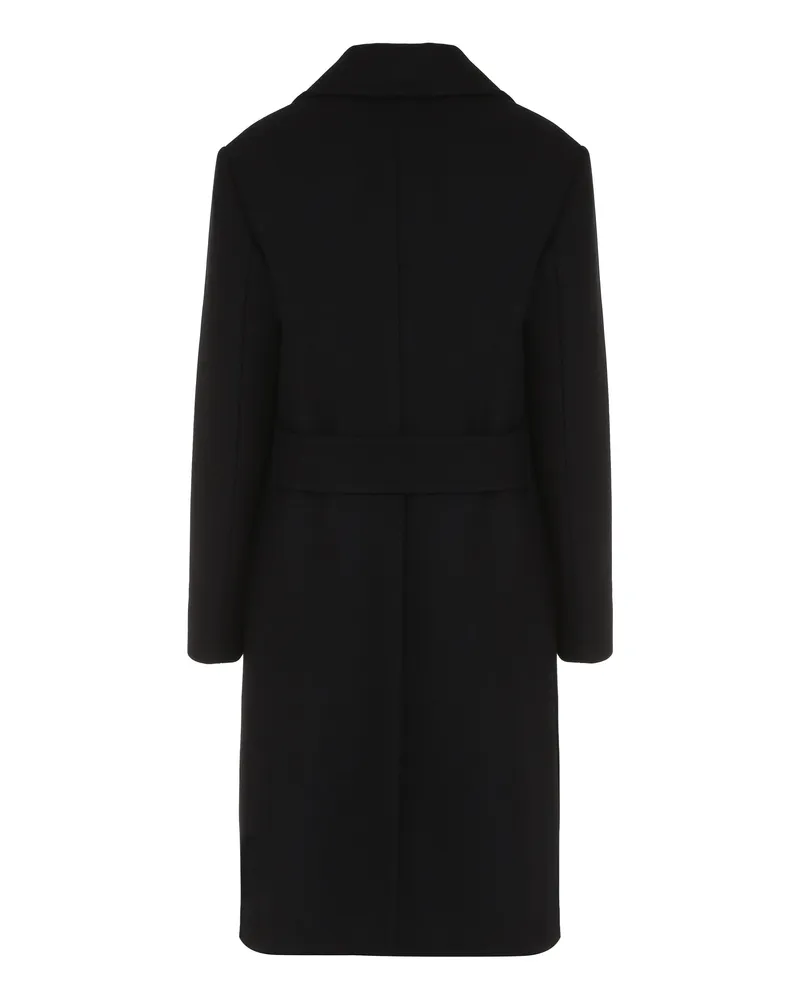 Prada Women's Coat Virgin Wool Blue Double Breasted & Peacoats Black